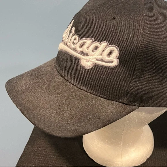 Vintage Chicago White Sox MLB Baseball Script Hat Adjustable Black Cap - Picture 3 of 9